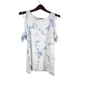 Sanctuary Women's Tie-dye Cold Shoulder‎ Cotton Blend Blouse Top Size Small